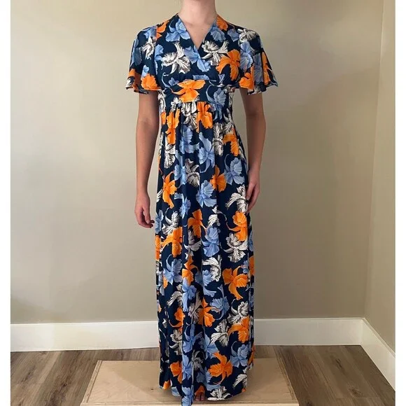 American Vintage | Dresses | Bnwt 97s Deadstock Vintage Maxi Tiki Hawaiian  Hibiscus Dress Small | Poshmark